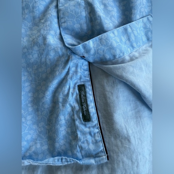 Ted Baker London Men Fara Blue Flower Jacquard Slim Shirt size 15 Italian Fabric - Picture 4 of 11